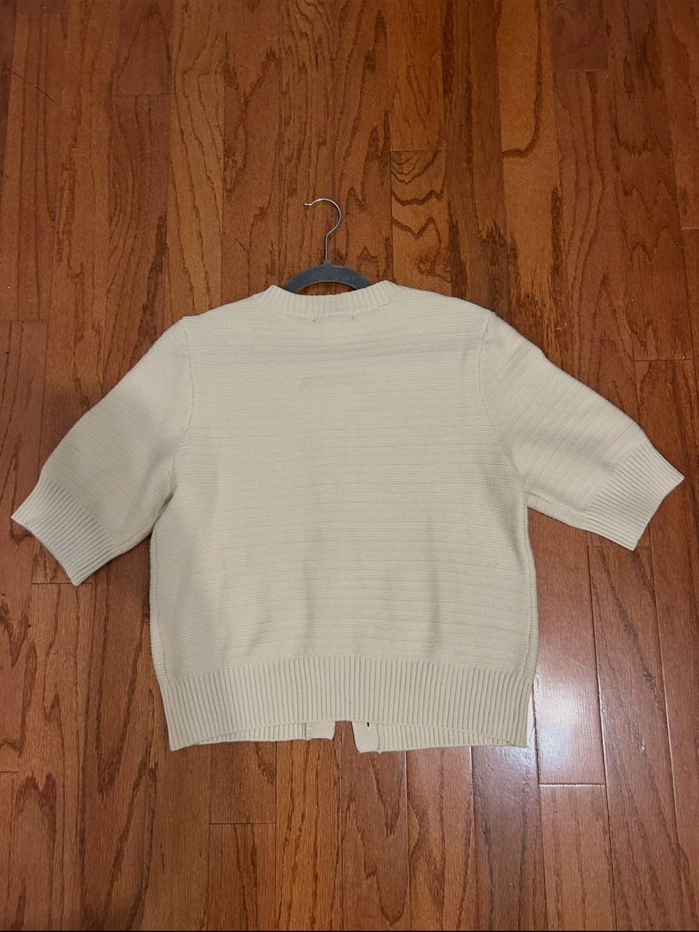 Sanctuary Cream Knit Short Sleeve Cardigan NWT Size Large Quiet Luxury - Picture 8 of 8